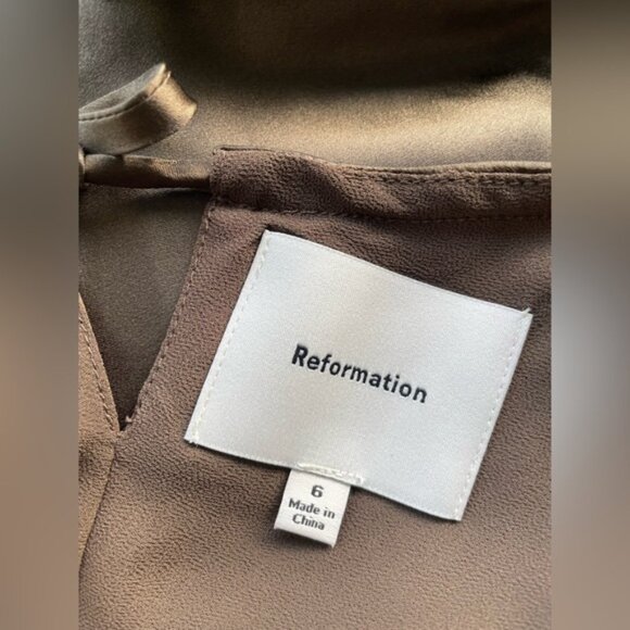 NEW Reformation Anaiis Long Silk Backless Dress Morel Brown | US 6 UK 10 - Picture 8 of 15